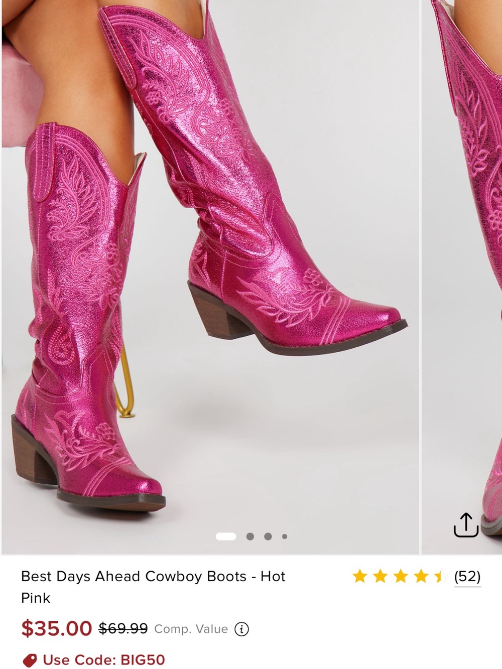 Fashion Nova Hot Pink Western Cowboy Boots